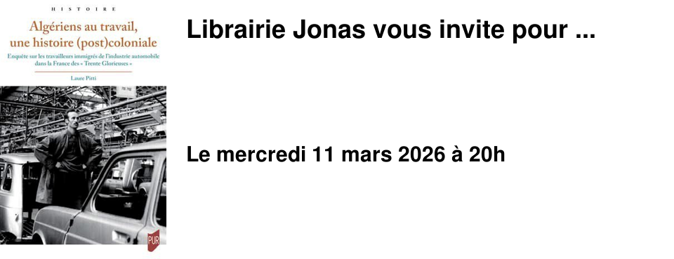 Librairie Jonas vous invite pour ...